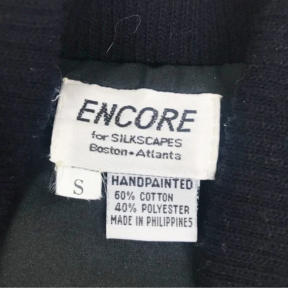 VINTAGE Hand Painted Bomber Jacket Tennis‎ Wearable Art Artsy 80s 90s Size Small - Picture 7 of 15